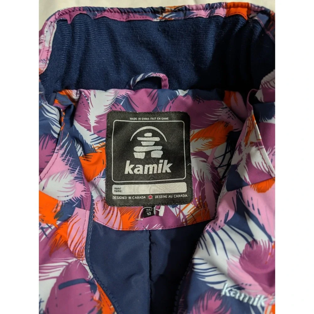 Kamik Youth Girls Winter Jacket Size 10‎ Feather Print Insulated Full Zip